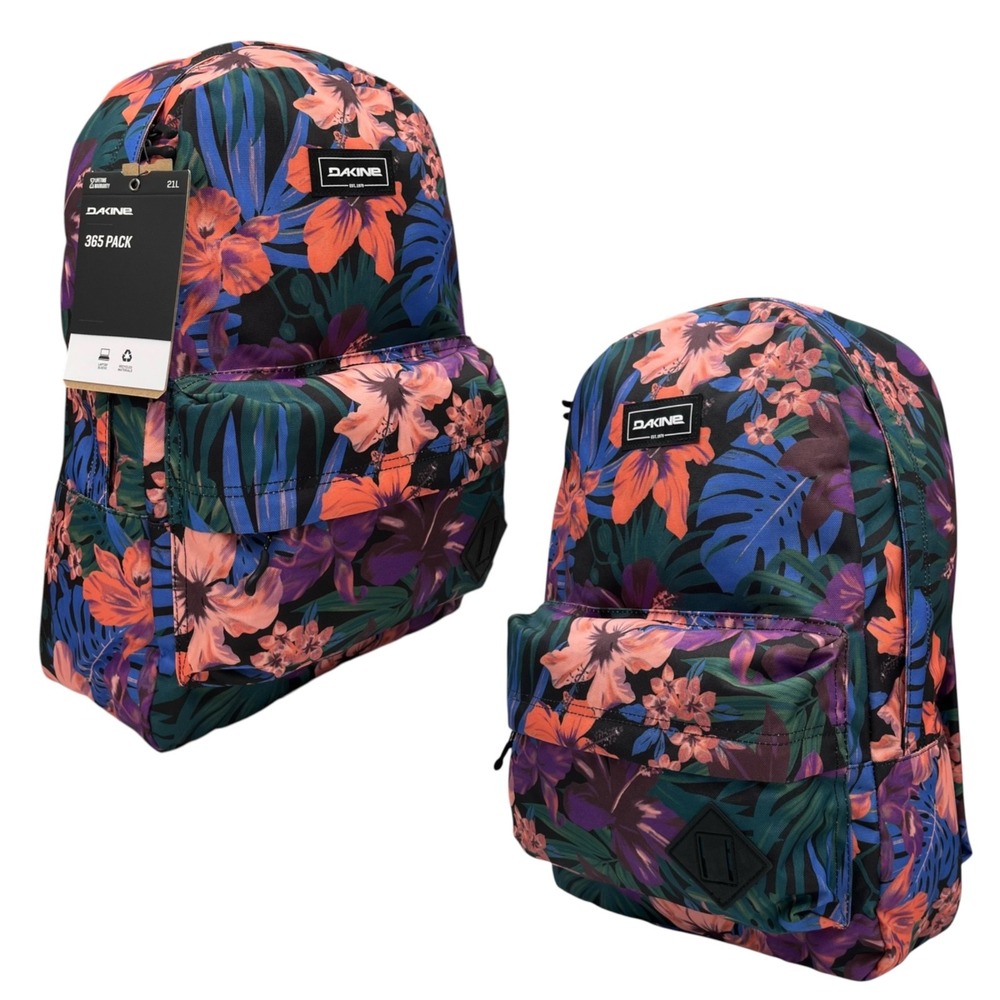 Dakine 365 Womens Floral Backpack 21L 18X12X8 Fits 15" Laptop Black Tropidelic